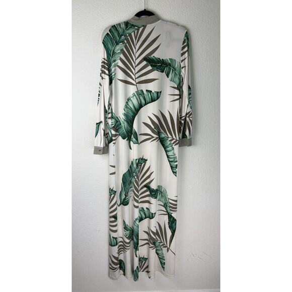JLUXLABEL Long Sleeve Maxi Womens Duster Cardigan Leaf Design Size M Coverup - Picture 2 of 9